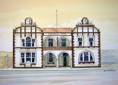 Raymond Morris's painting, 'Provincial Hotel, Cashel Street'