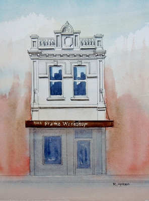 Raymond Morris's painting, 'The Frame Workshop, Colombo Street, Sydenham'