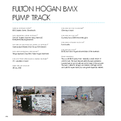Christchurch: The Transitional City Pt IV, pages 206-207: Fulton Hogan BMX Pump Track